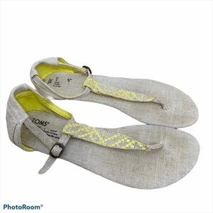 Toms Yellow Playa Sandals Yellow Tan Sz 9 Women’s